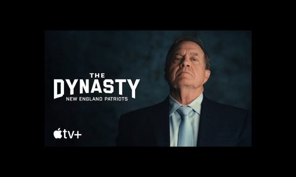 Nill Belichick picture with the graphic for The Dynasty documentary
